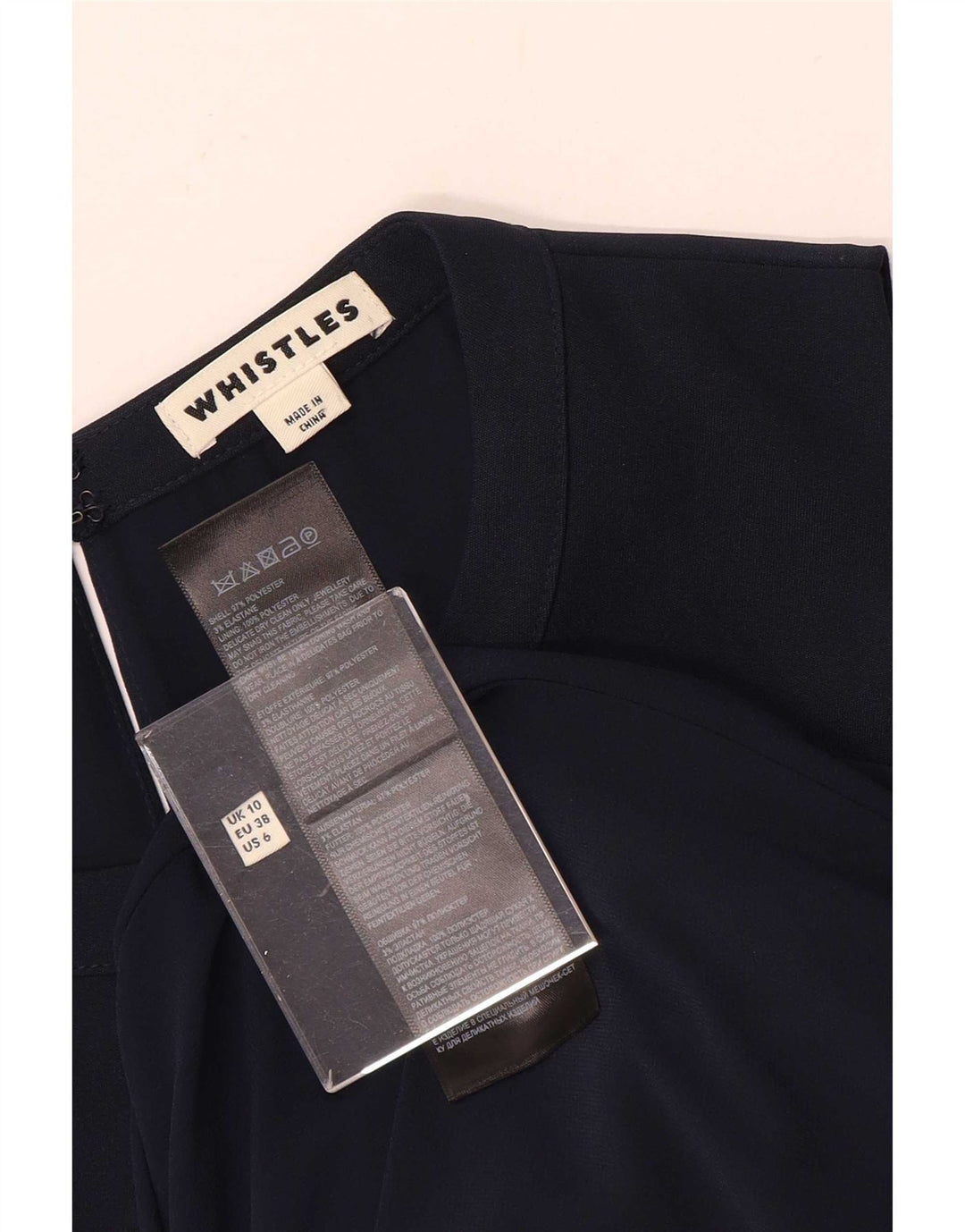 Whistles Kvinder Off Shoulder Kjole UK 10 Small Navy Blue Polyester