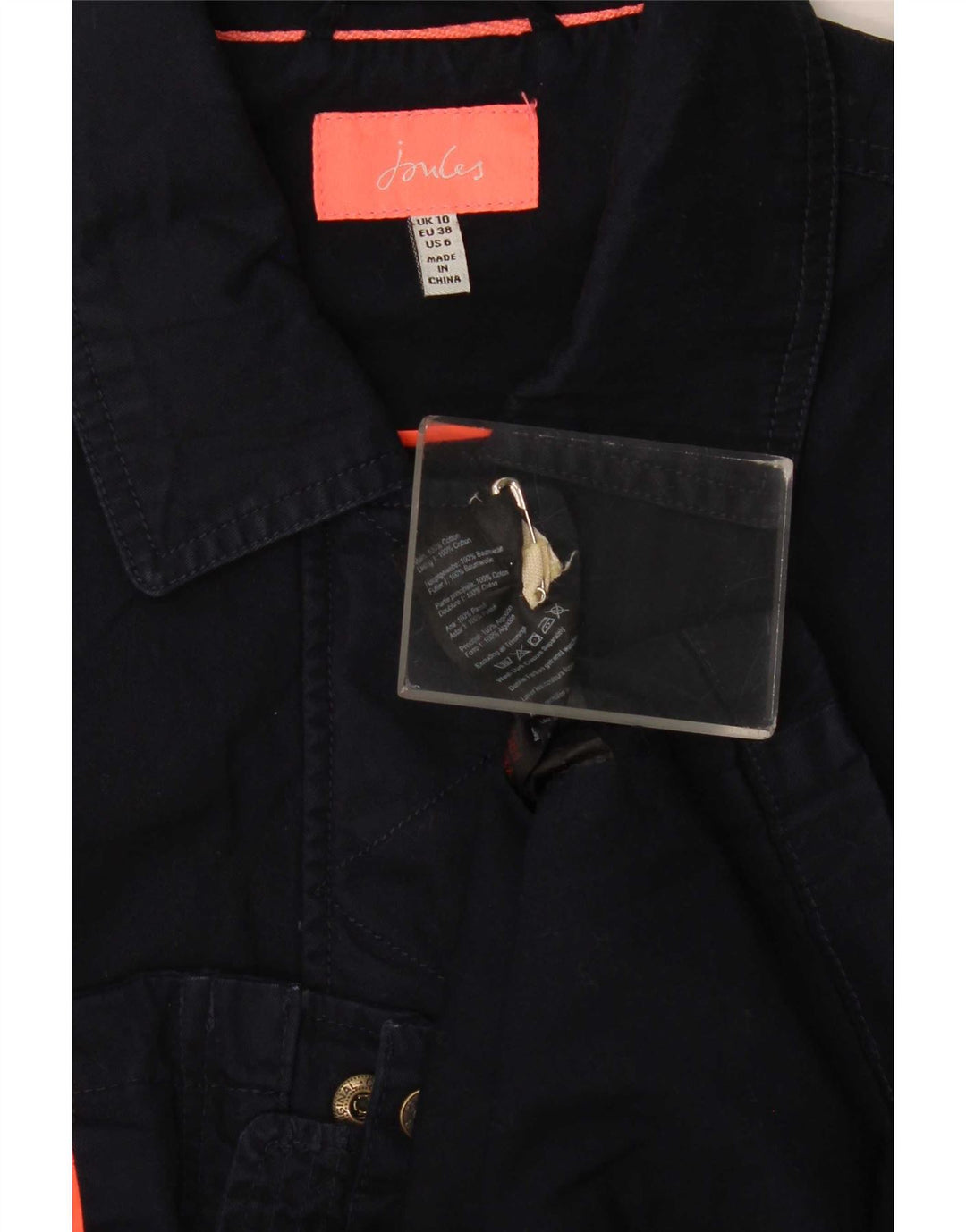 Joules Womens Utility Jacket UK 10 Small Navy Blue Cotton