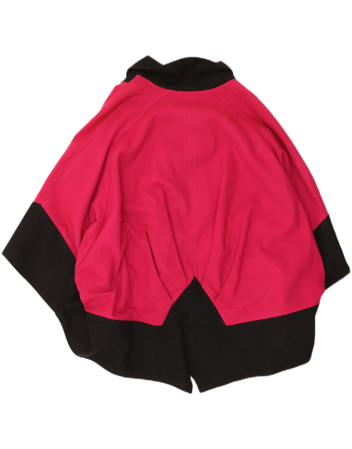 VINTAGE Womens Oversized Poncho Coat EU 40 Medium Pink Colourblock Wool Vintage Vintage and Second-Hand Vintage from Messina Hembry 