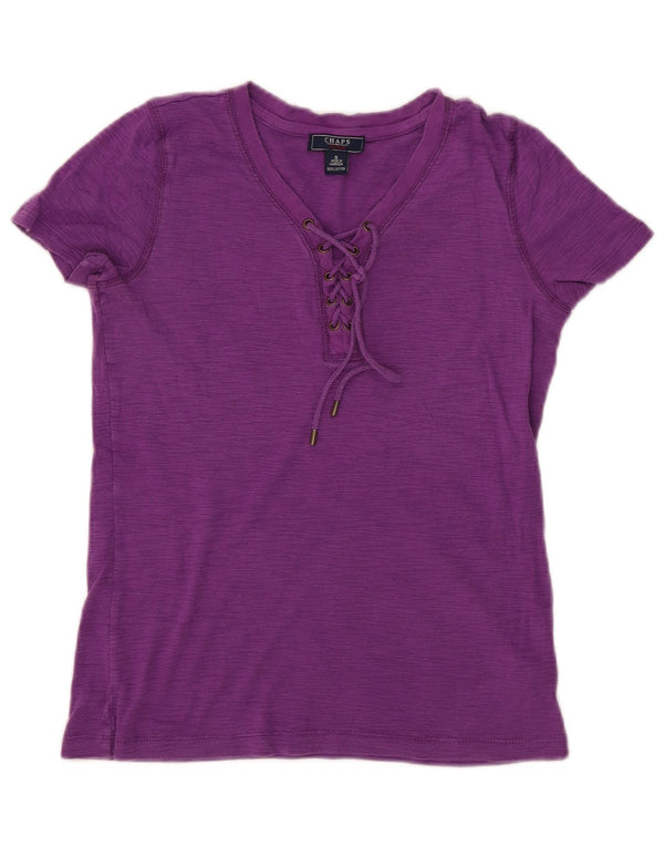 Chaps Dame T-Shirt Top UK 10 Lille Lilla Flecked Bomuld