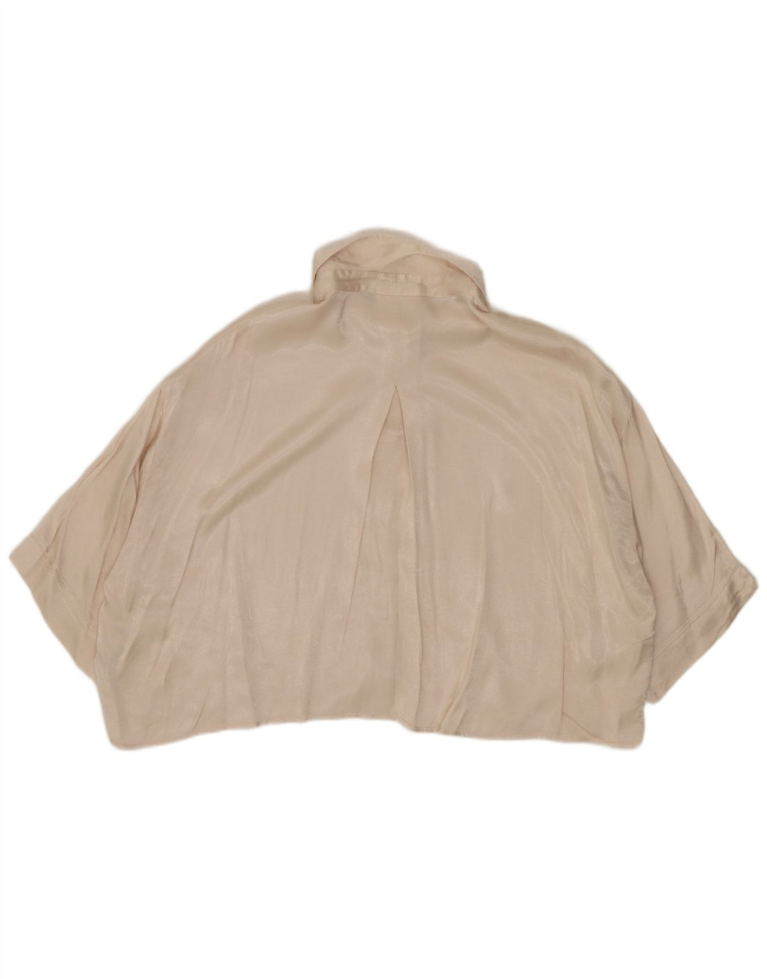 Zara Womens Crop Oversized skjortebluse UK 10 Small Beige Viscose