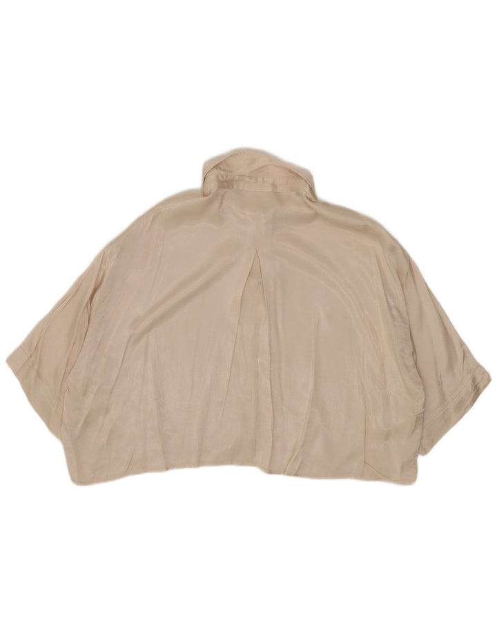 Zara Womens Crop Oversized skjortebluse UK 10 Small Beige Viscose