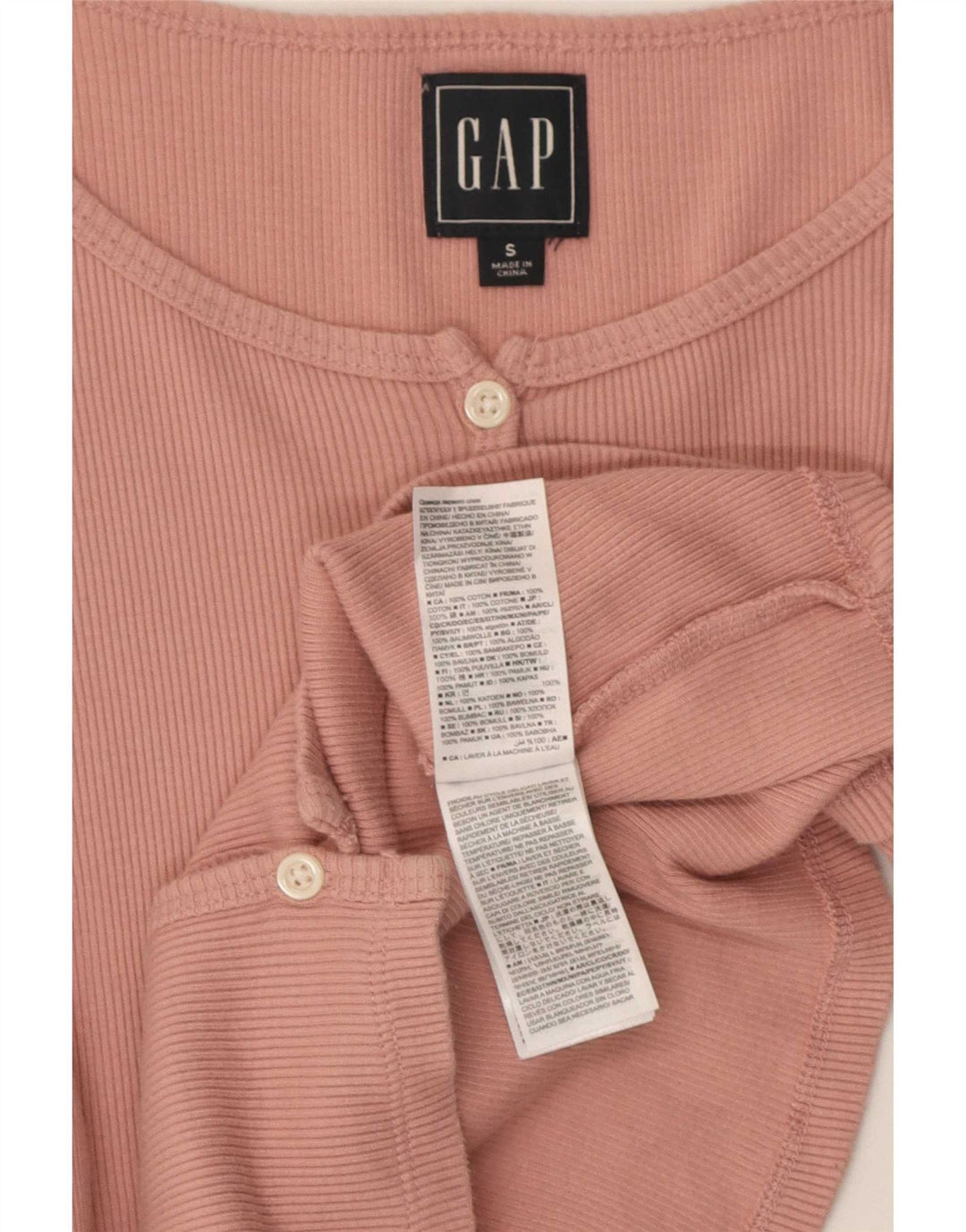 Gap Womens Crop Top Langærmet UK 8 Small Pink Bomuld