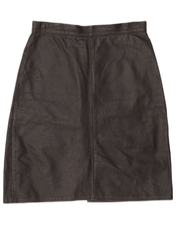 Vintage Dame Læder Nederdel Small W26 Sort