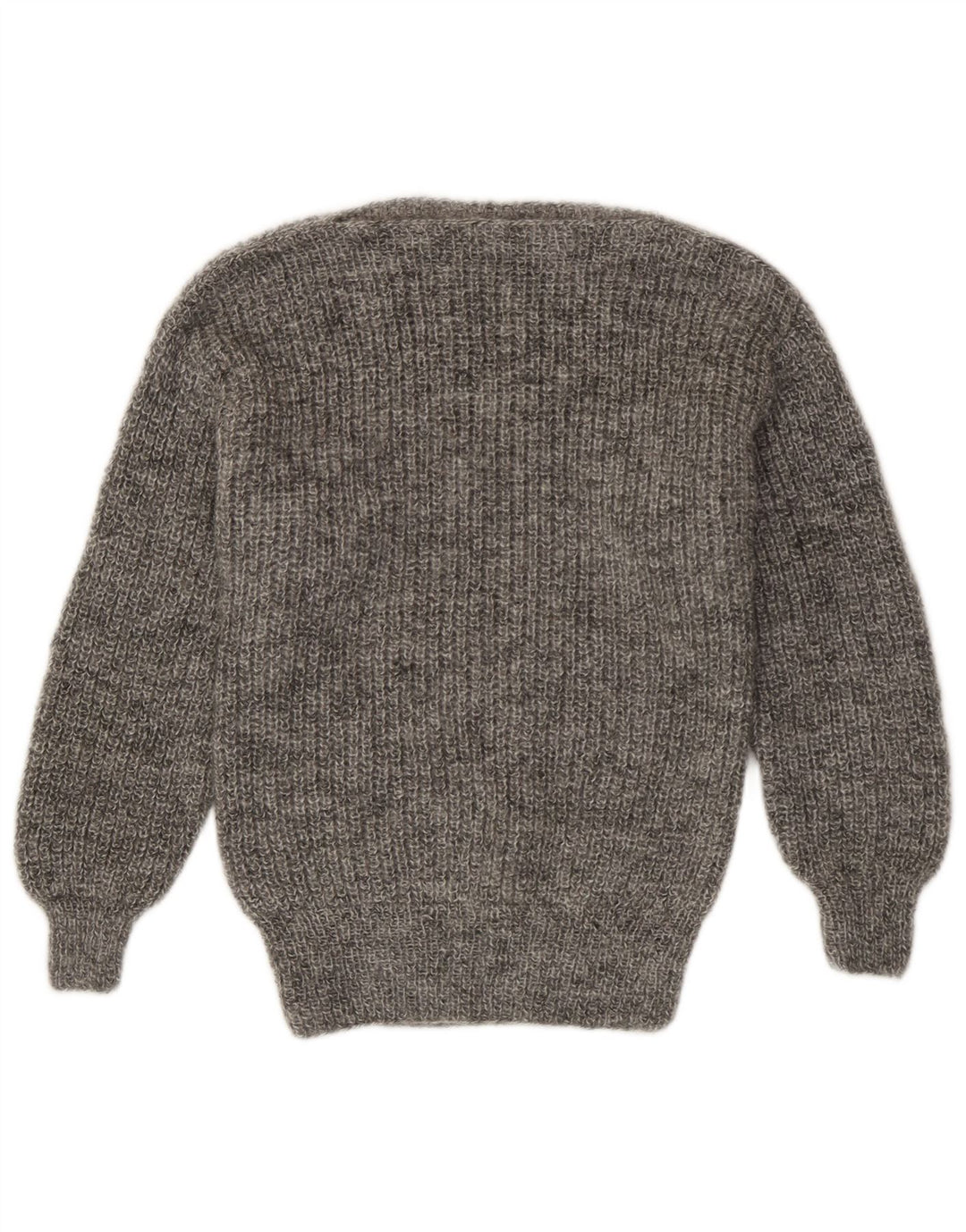 Vintage Dame Boat Neck Jumper Sweater UK 12 Medium Grey Flecked