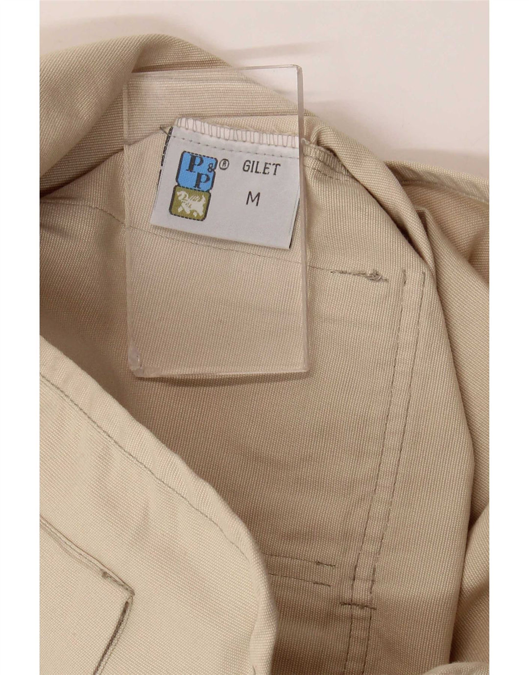 Vintage Womens Utility Gilet UK 14 Medium Beige Cotton