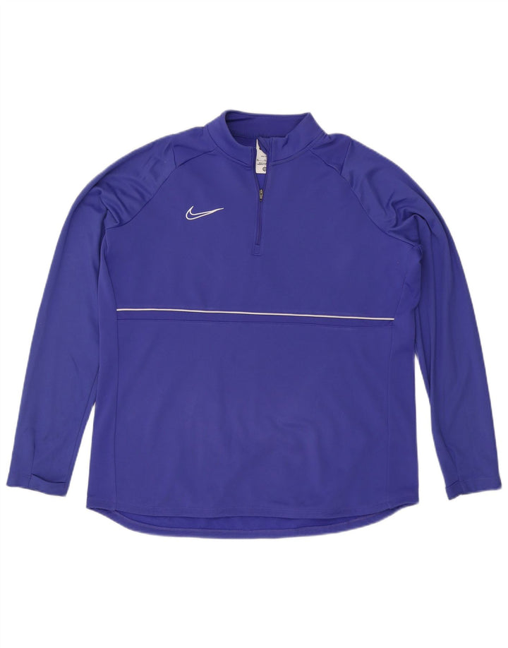 NIKE Herre Dri Fit Pullover med lynlås-hals Træningsdragt Top XL Blå Polyester