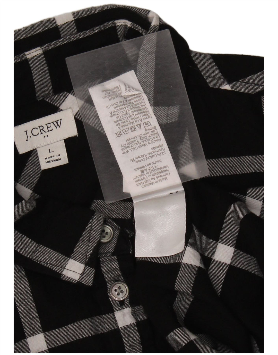 J. CREW Dame Flanelskjorte UK 16 Stor sort ternet bomuld