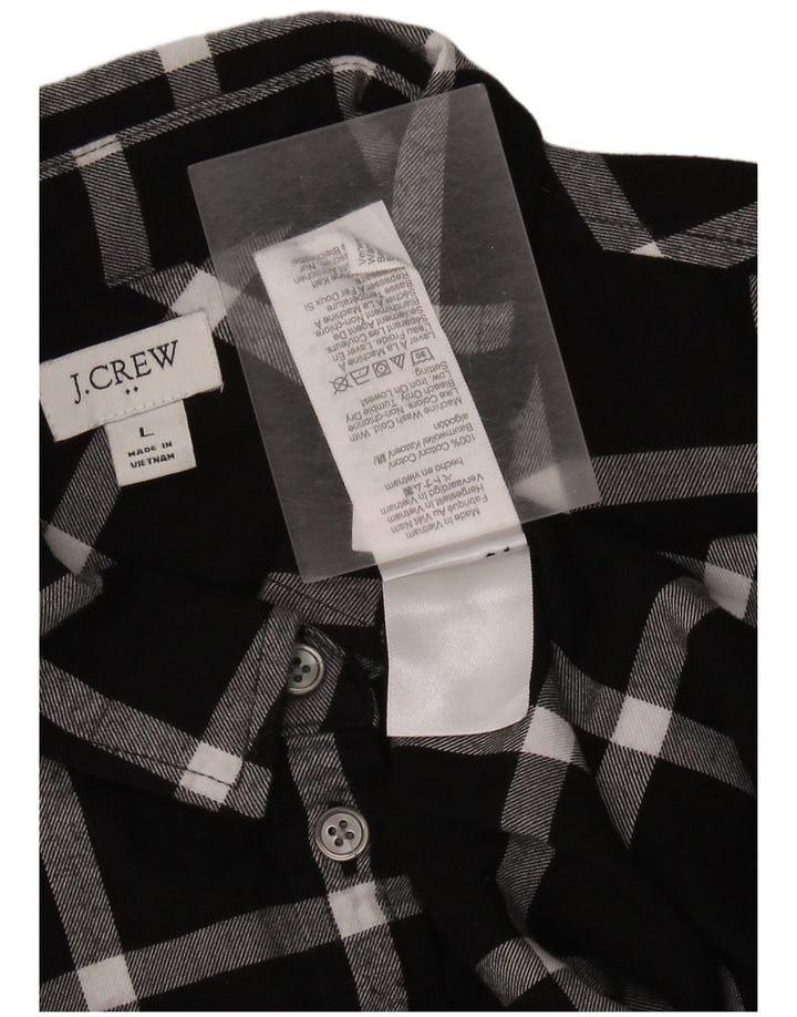 J. CREW Dame Flanelskjorte UK 16 Stor sort ternet bomuld