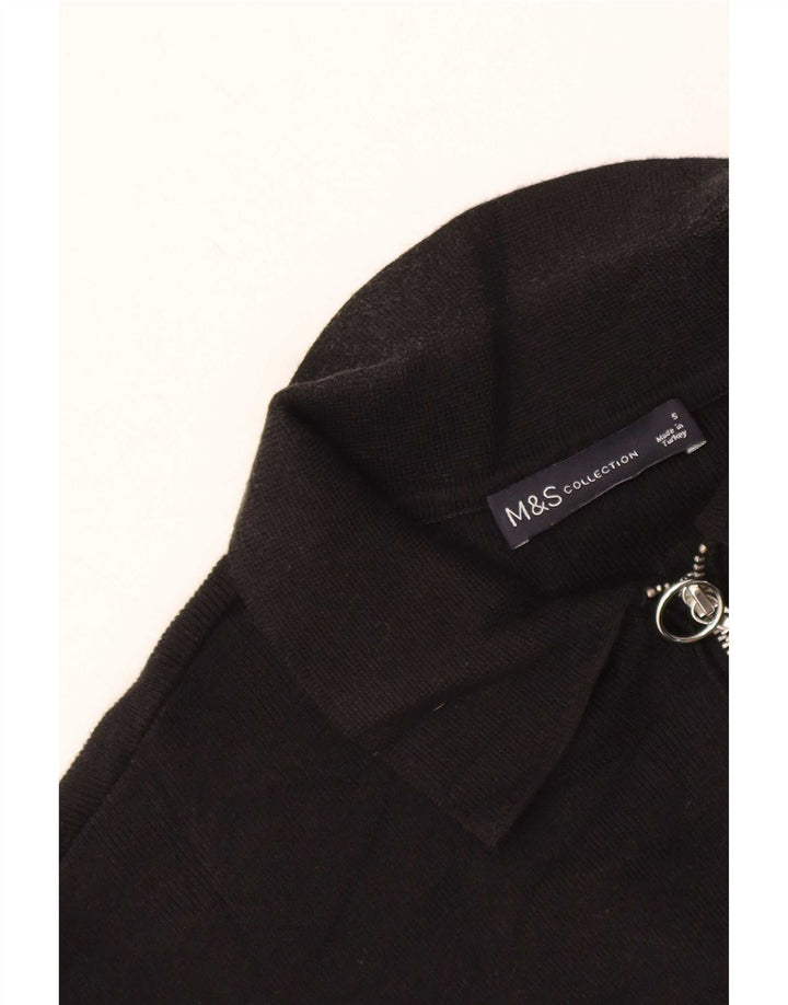 Marks & Spencer Dame Oversized Polo Shirt UK 10 Small Black