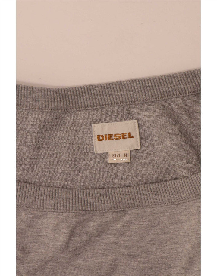 Diesel Dame 3/4 ærmet One Shoulder Top UK 14 Medium Grey