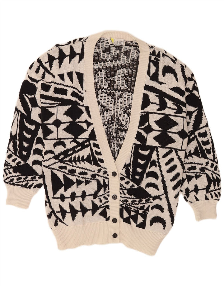 Laurel Dame Longline Cardigan Sweater IT 42 Medium Sort Geometrisk Retro