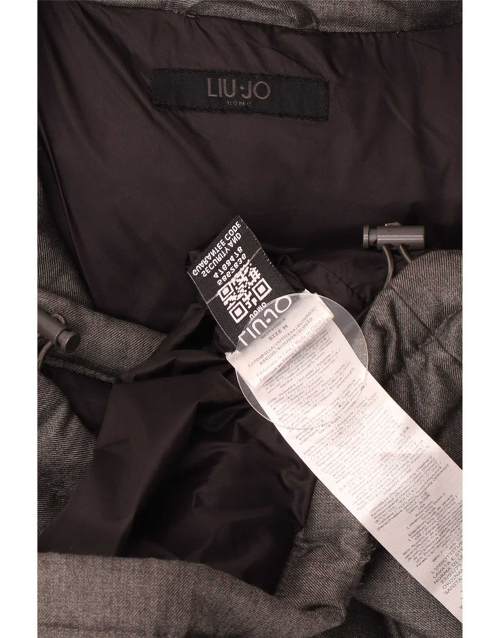 Liu Jo Herre hættepolstret jakke UK 36 Medium Grey Polyester