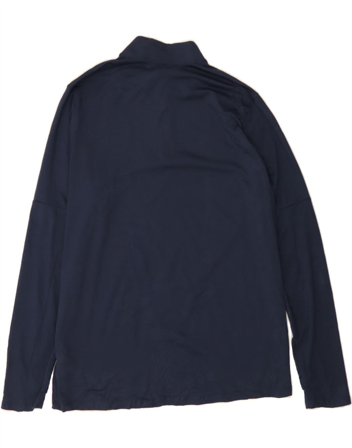NIKE Mens Dri Fit Graphic Zip Neck Pullover Tracksuit Top Large Navy Blue Vintage Nike and Second-Hand Nike from Messina Hembry 