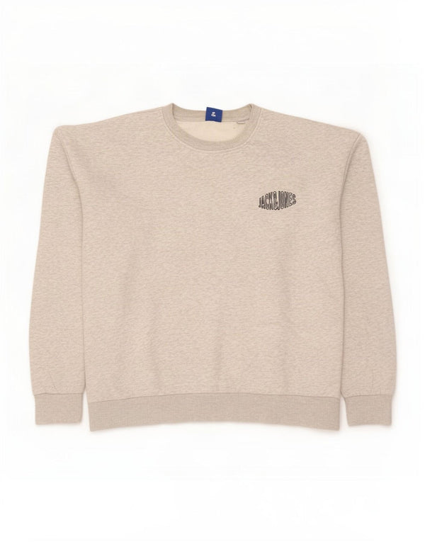 Jack & Jones Mens Sweatshirt Jumper Large Grey Flecked Cotton