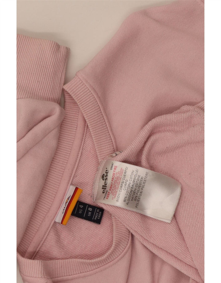 Ellesse Womens Graphic Oversized Sweatshirt Jumper UK 8 Small Pink Cotton