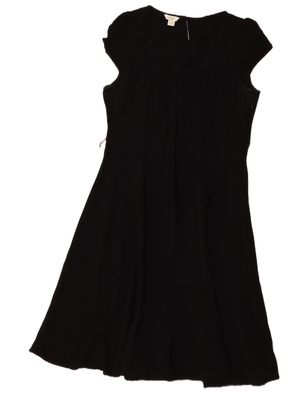 MONSOON Dame A-Line Kjole UK 18 XL Sort Bomuld