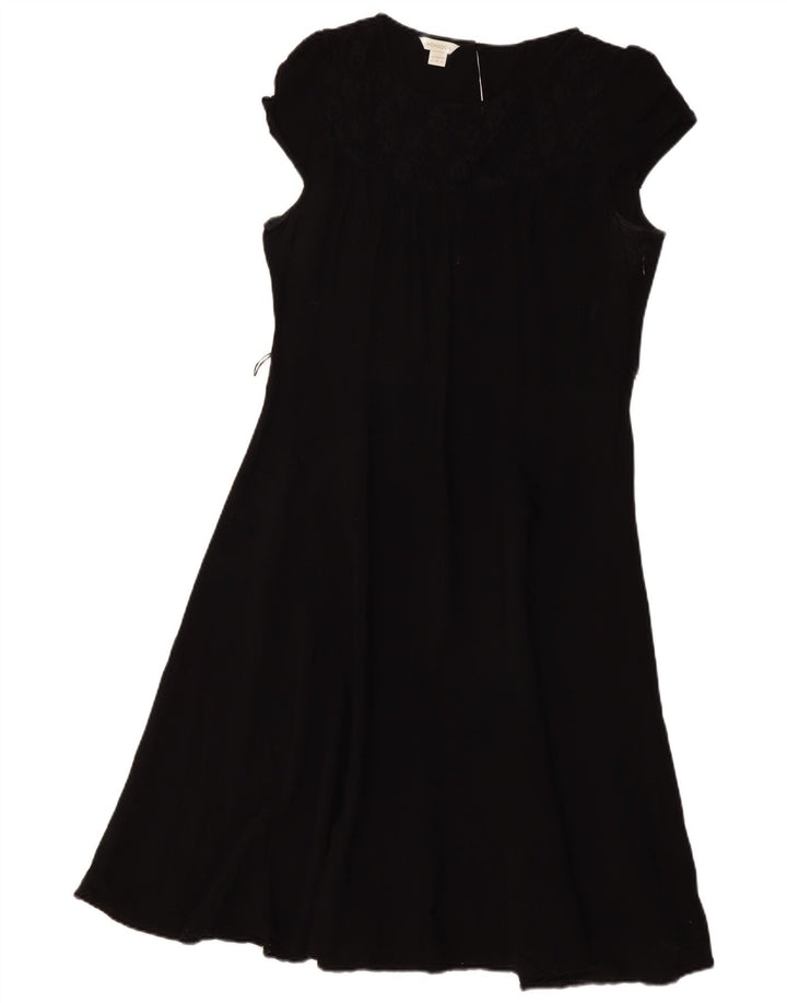 MONSOON Dame A-Line Kjole UK 18 XL Sort Bomuld