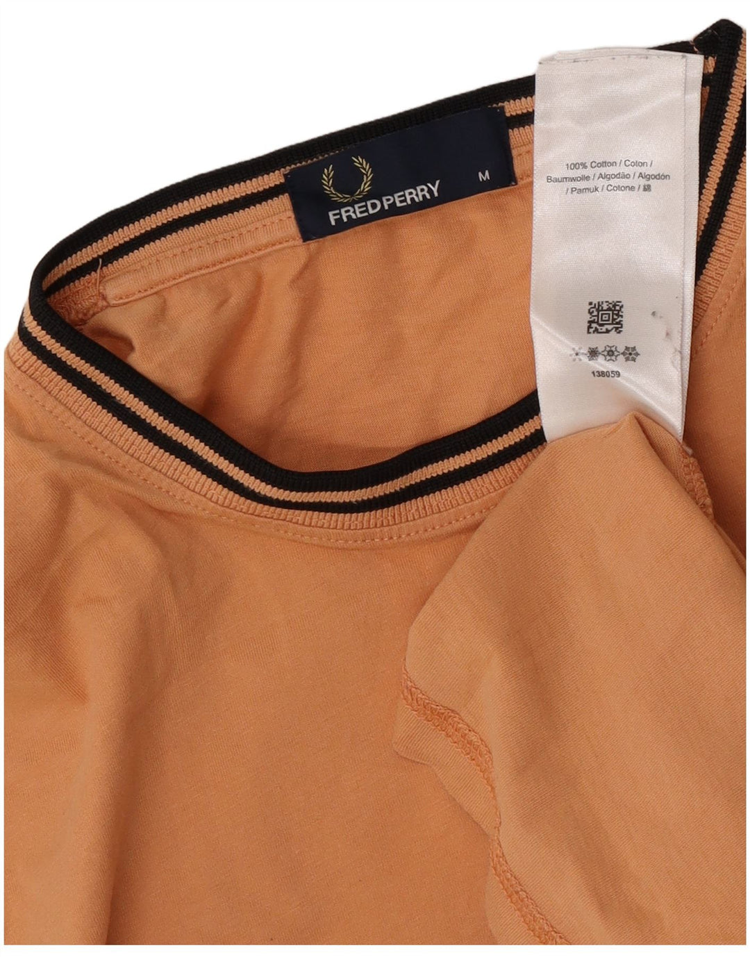 Fred Perry Herre T-shirt Top Medium Orange Stribet Bomuld
