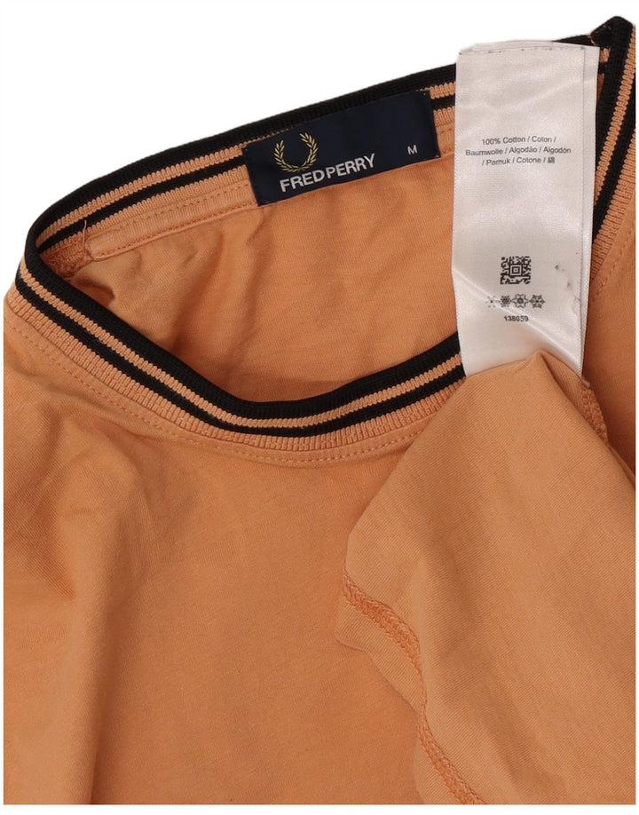 Fred Perry Herre T-shirt Top Medium Orange Stribet Bomuld