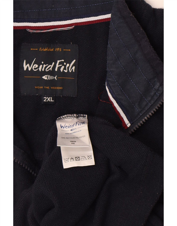 Weird Fish Herre Zip Neck Fleece Jumper 2XL Navy Blue Polyester