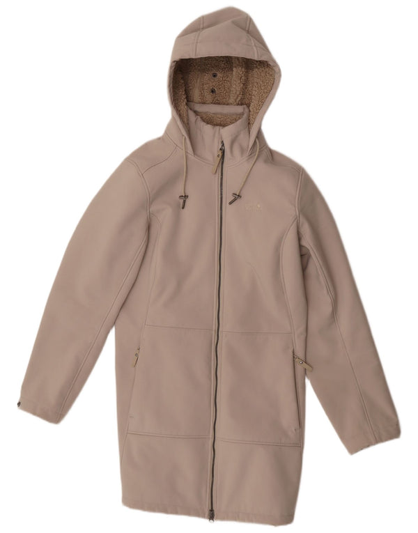 Jack Wolfskin Dame Hooded Windbreaker Coat UK 10/12 Medium Beige
