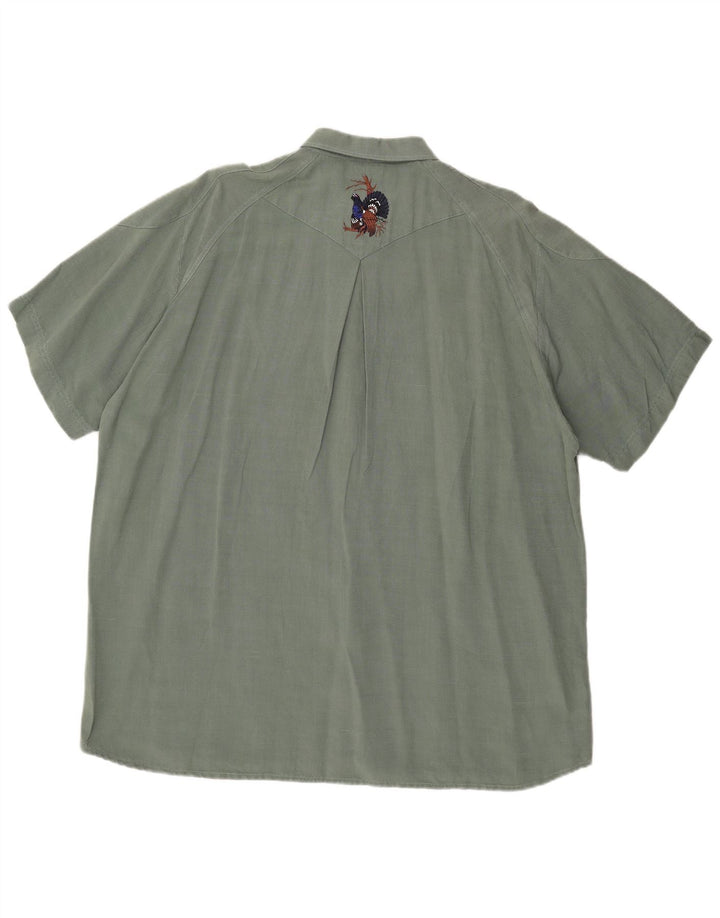 Vintage kortærmet herreskjorte 2XL Grøn