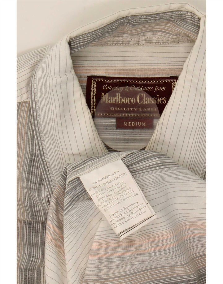 Marlboro Classics Herreskjorte Medium hvid stribet bomuld