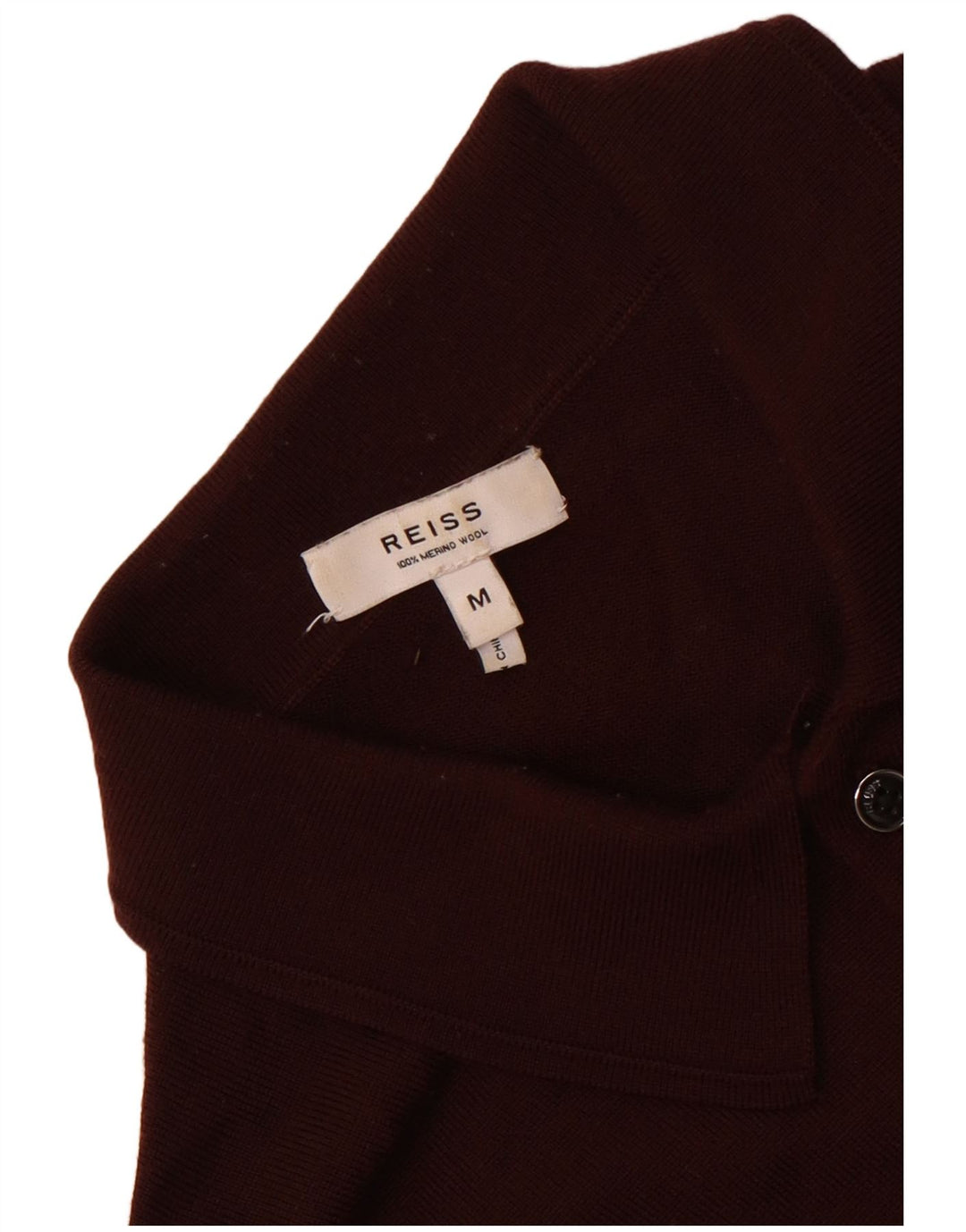 Reiss Herre Polo Neck Jumper Sweater Medium Maroon Merino Wool
