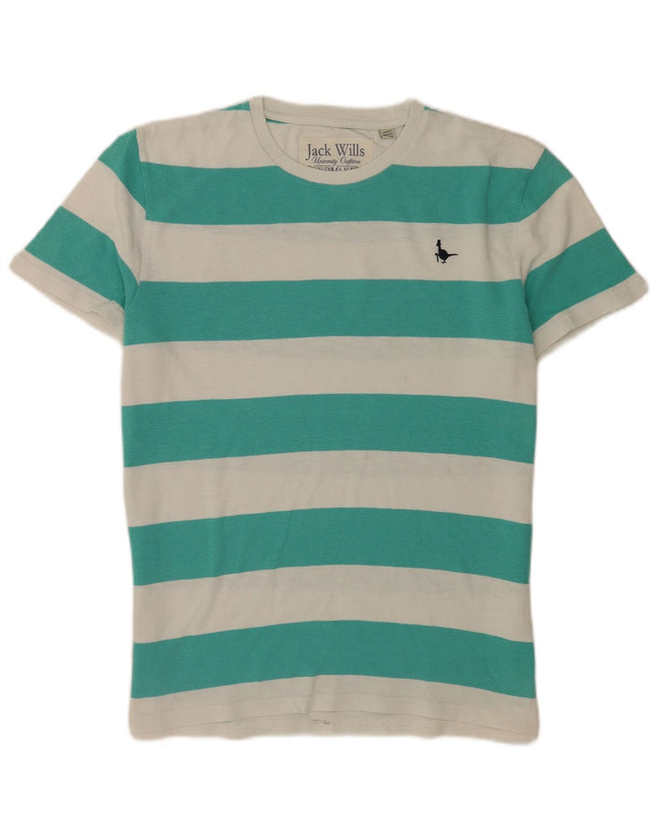 Jack Wills Herre T-shirt Top mellemgrøn stribet bomuld