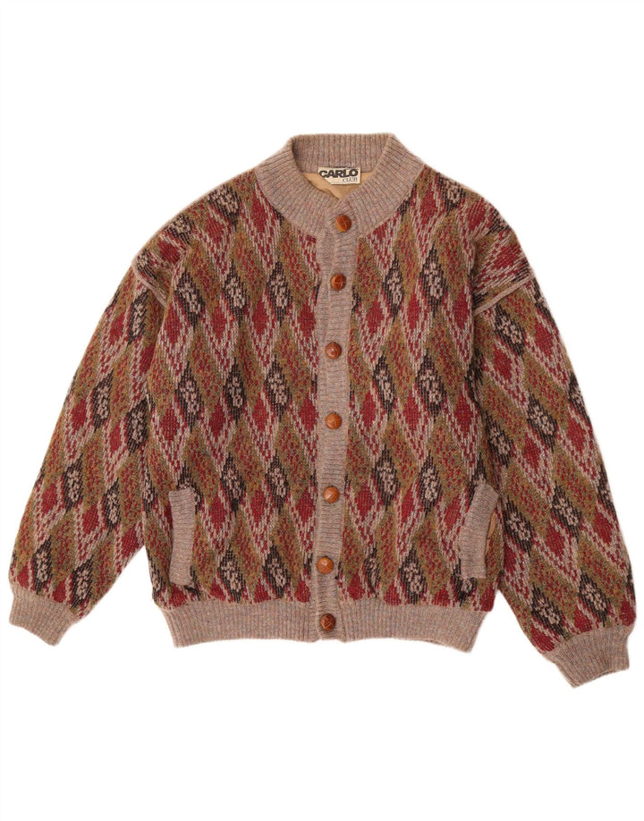 Carlo Herre Strik Bomber Jacket EU 50 Large Multicolored Argyle/Diamond Wool