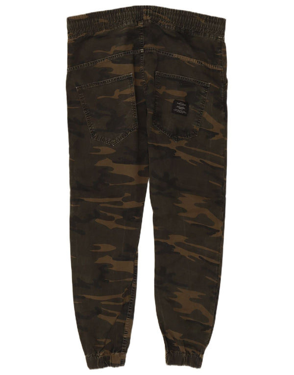 Zara Herre Joggers Chino Bukser Large W32 L27 Khaki Camouflage Bomuld