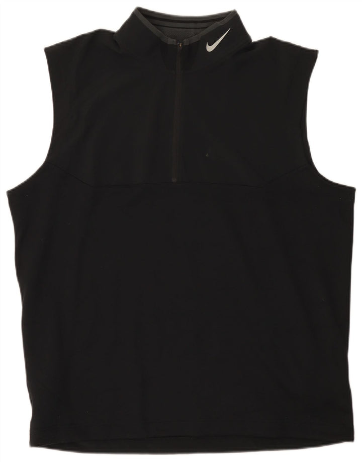 Nike Herre Dri Fit Zip Neck Vest Top Large Sort Polyester