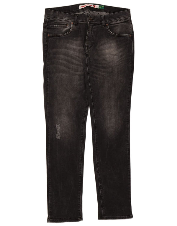 Carrera Mens 717 Distressed Slim Jeans W34 L32 Sort Bomuld