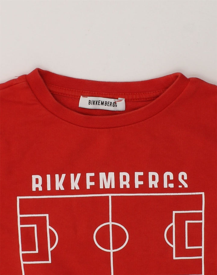 BIKKEMBERGS Boys Graphic Sweatshirt Jumper 2-3 Years Red Cotton | Vintage Bikkembergs | Thrift | Second-Hand Bikkembergs | Used Clothing | Messina Hembry 