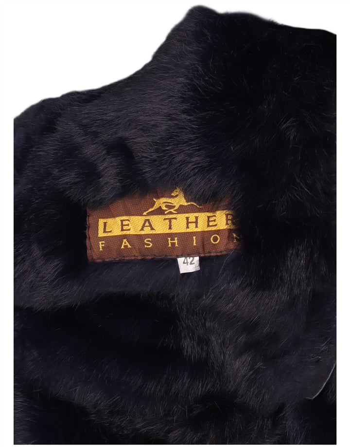 Vintage ruskindsfrakke til kvinder EU 42 Stor marineblå læder