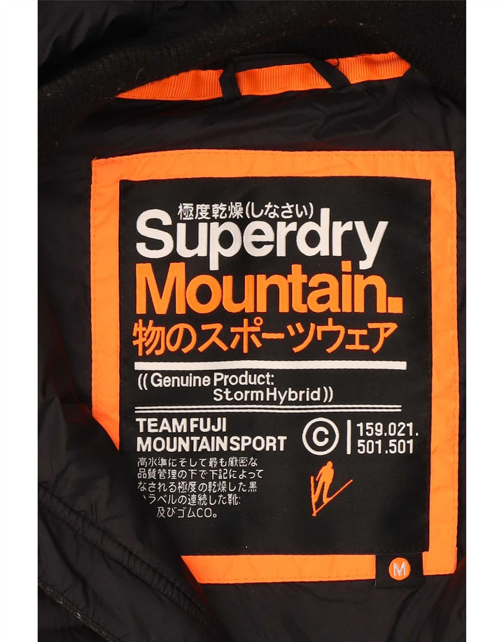 Superdry Polstret hættejakke til kvinder UK 14 Medium Sort Flecked Polyester