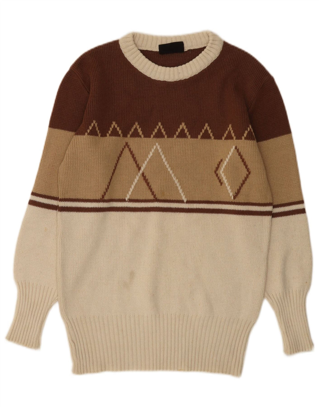 Vintage Dame Boat Neck Jumper Sweater UK 12 Medium Multicolored