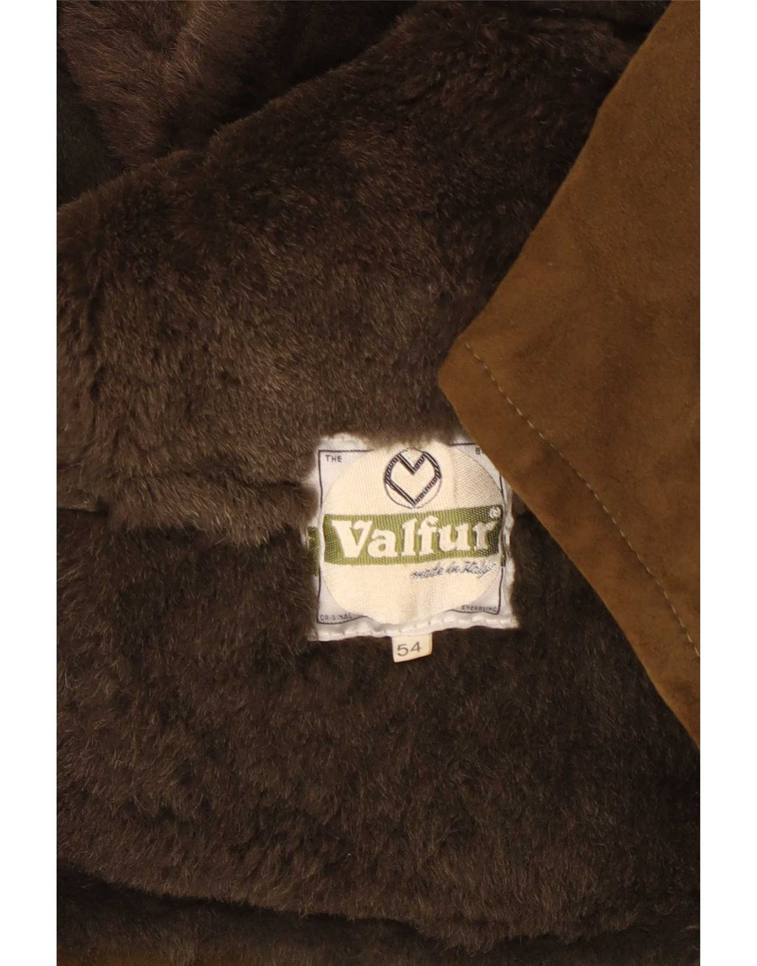 Vintage Herre Shearling Jacket IT 54 2XL Khaki