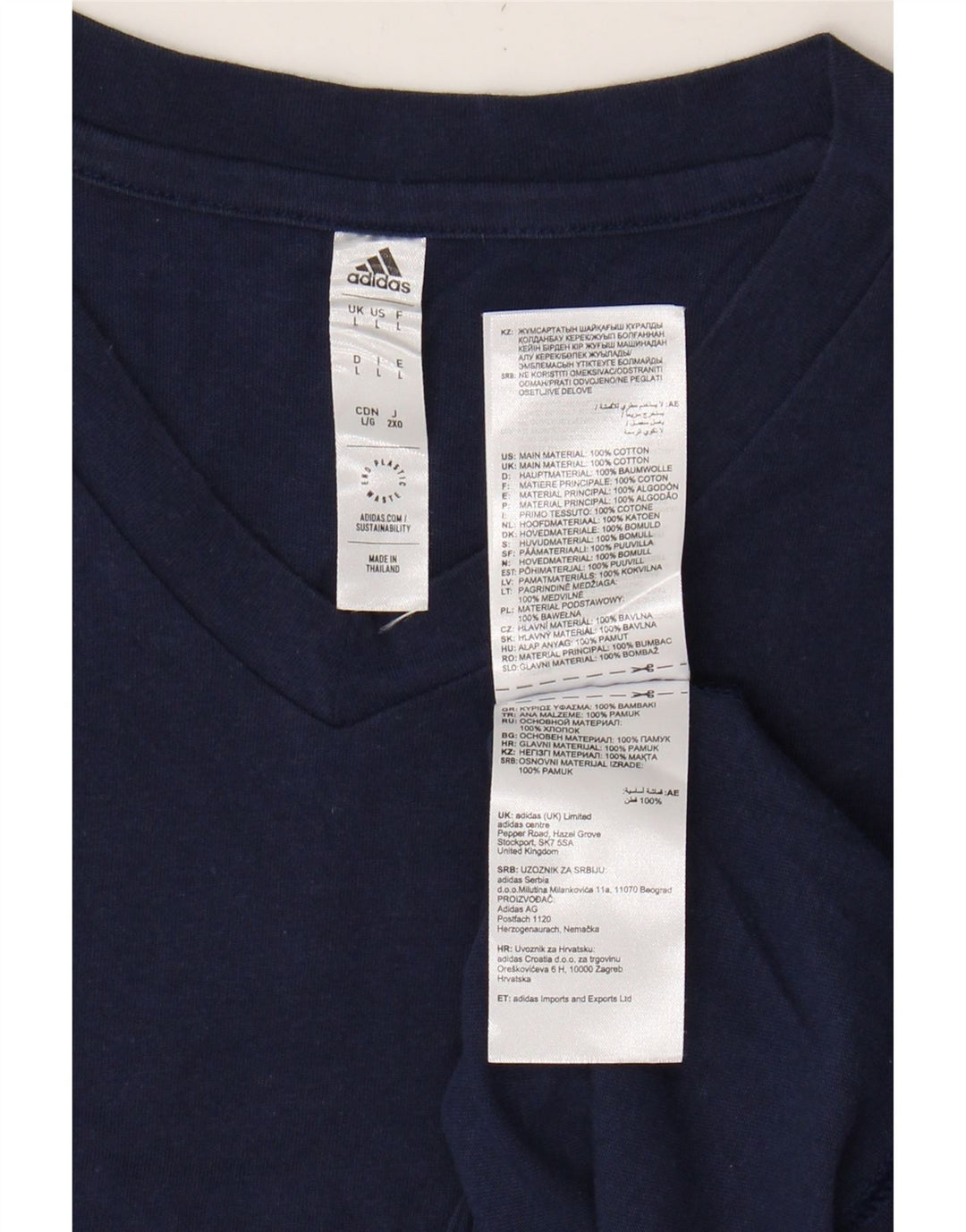 ADIDAS Mens T-Shirt Top Large Navy Blue Cotton Vintage Adidas and Second-Hand Adidas from Messina Hembry 