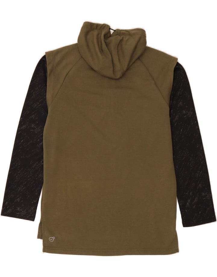 PUMA Mens Zip Neck Hoodie Jumper Medium Khaki Colourblock Polyester Vintage Puma and Second-Hand Puma from Messina Hembry 