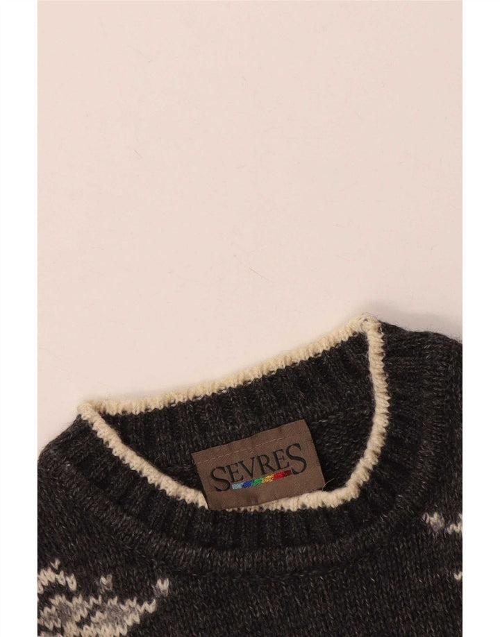 Sevres Herre Crew Neck Jumper Sweater IT 48 Medium Grå Geometrisk