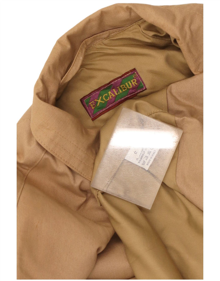 Vintage Herre Loose Fit Trench Coat Lille Beige Bomuld