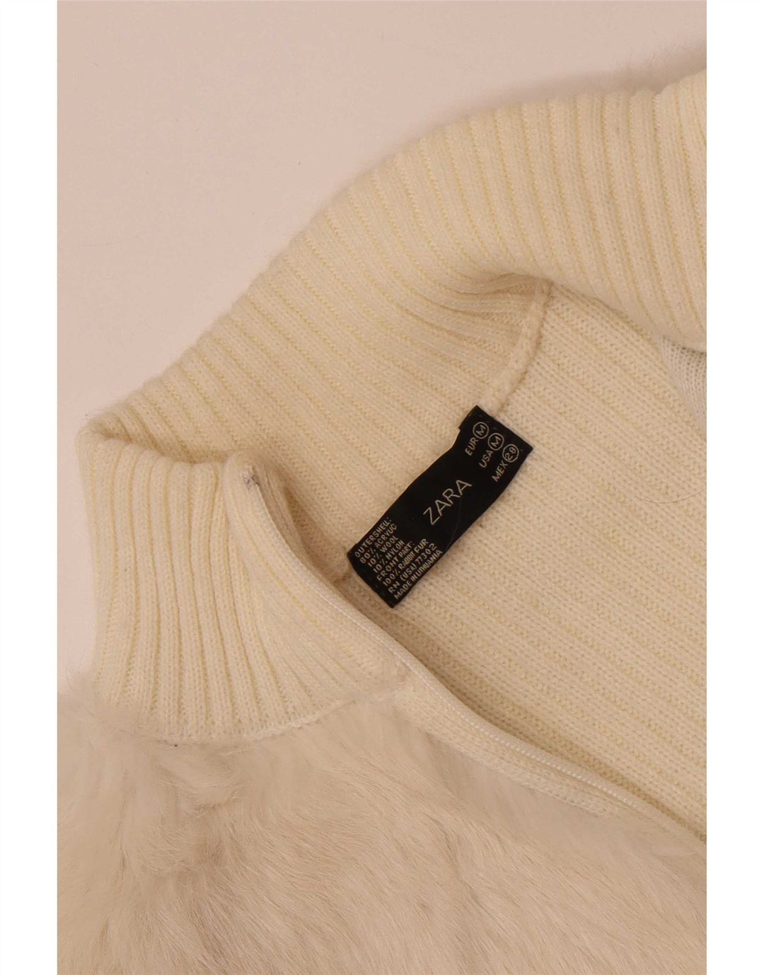 Zara Dame Cardigan Sweater UK 12 Medium Off White Akryl