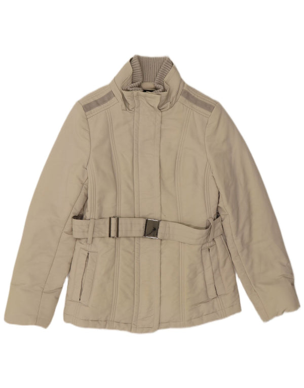 Zara Dame Polstret Jakke UK 12 Medium Beige Bomuld
