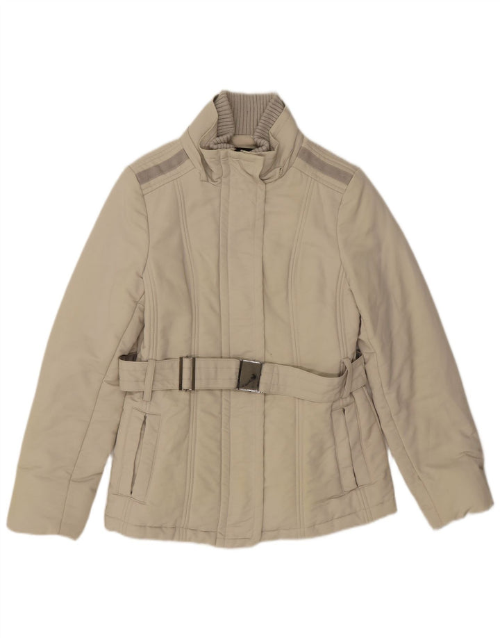 Zara Dame Polstret Jakke UK 12 Medium Beige Bomuld