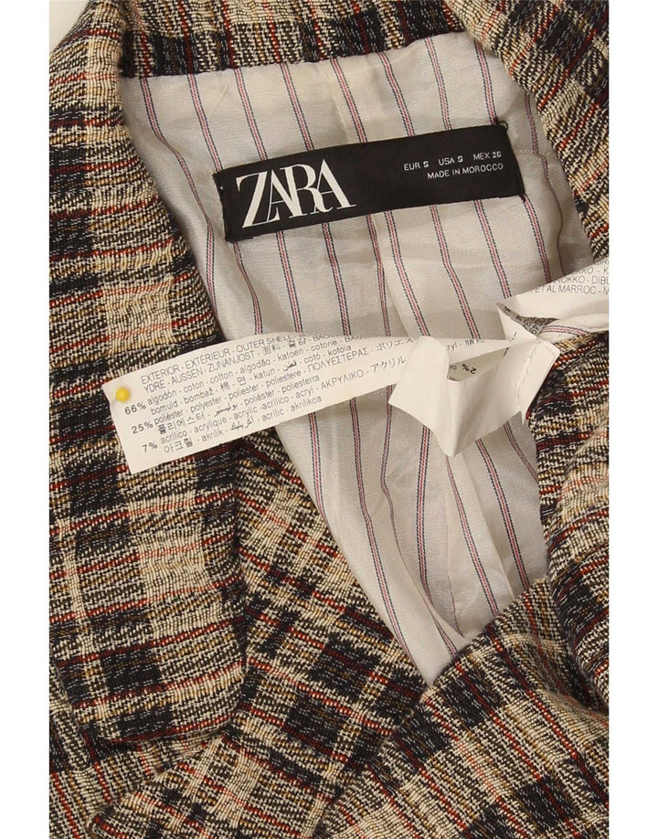 Zara Dame Oversized Double Breasted Blazer Jacket UK 10 Small Grey Check