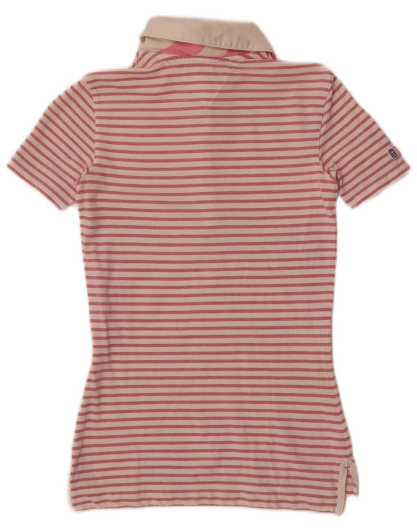 Tommy Hilfiger Dame Polo Shirt UK 4 XS Pink Stribet