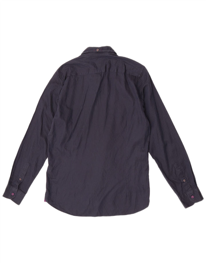 Ted Baker herreskjorte str. 3 Medium marineblå nålestribet bomuld