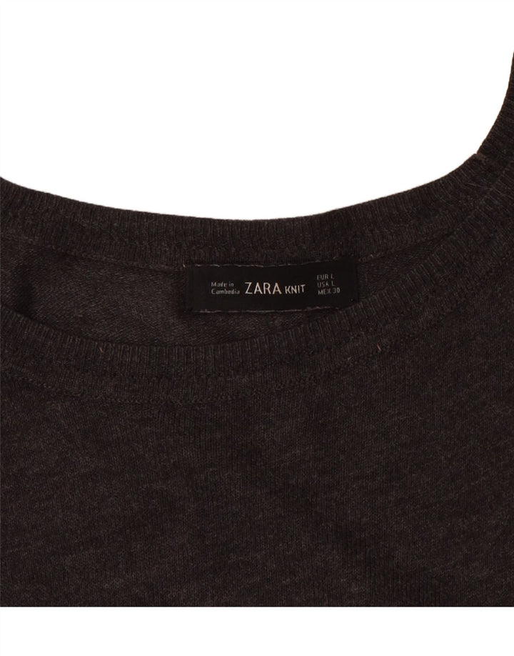 ZARA Womens Boat Neck Jumper Sweater UK 16 Large Grey